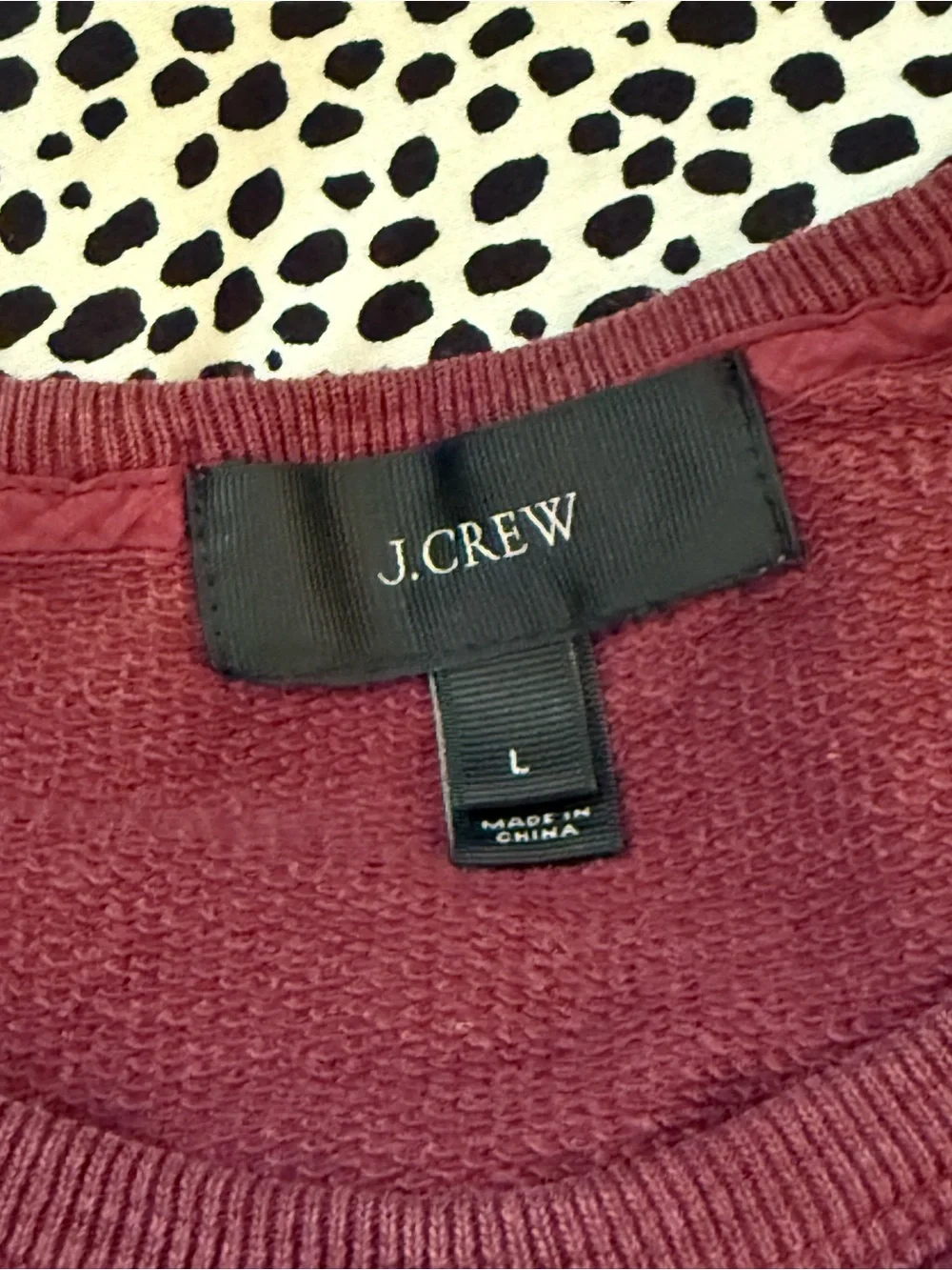 J. Crew Men's Crewneck Sweatshirt with Side Zippers in Burgundy